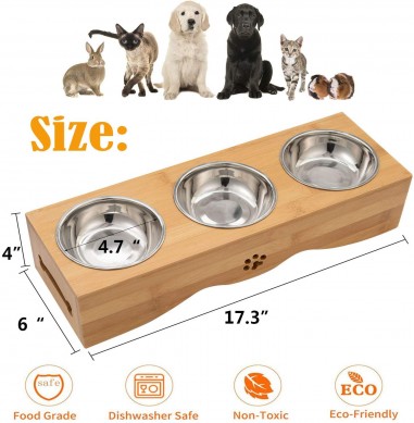 លក់ក្តៅ Pet Dog Cat Bowls Stand Height Feeding Station with stainless pet bowls