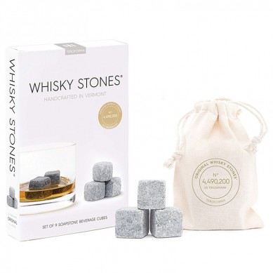 CLASSIC Whisky Stones Handcrafted Soapstone Beverage Chilling Cubes Set of 9