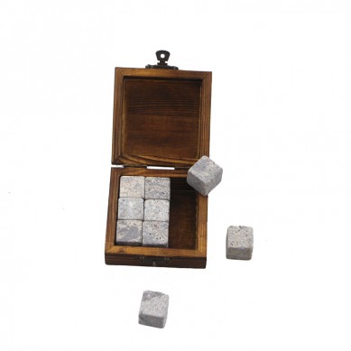 Promotion Wooden Gift Box Reusable 9 pcs of Whiskey Rocks Chilling Jade Stones Shot Whisky Glasses and Exclusive Coasters Engraved Logo