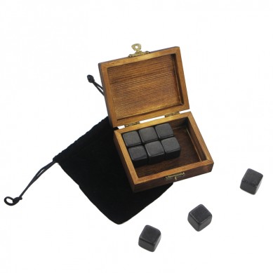 Wholesale Absolute Black polished Whisky Chilling Cubes Best Gift Whiskey Stones Gift Set with your own Brand