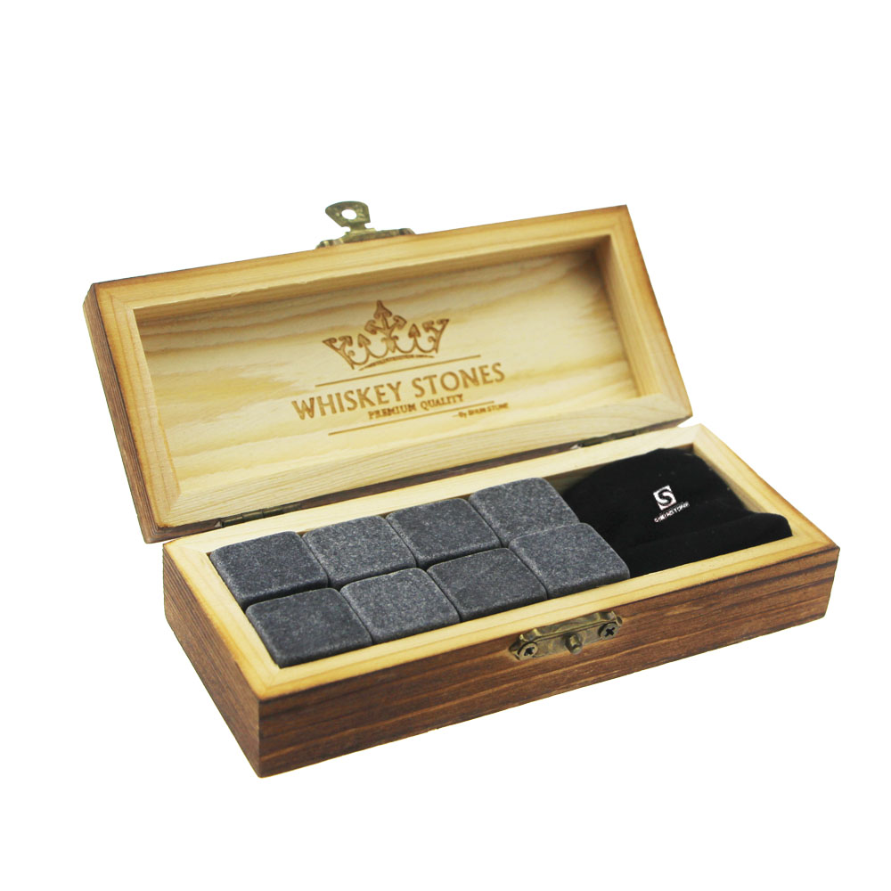 Manufacturer for Whiskey Stone And Glass - new product ideas 2019 9pcs of Mongolian grey and black velvet bags into inside and outside wood boxes – Shunstone