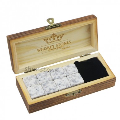 Hot Selling whishey stone Whisky Stones Burned Wooden Box  Bar Accessories