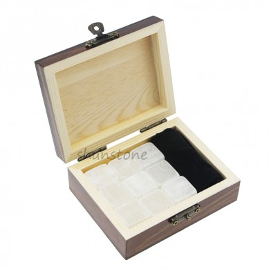 Caja personalizada de madera de pino vino whisky de regalo conjunto Naturales cubos de hielo para la refrigeración de bebidas espirituosas Chilling Jade Piedra