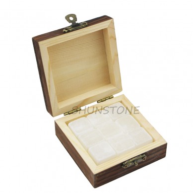 Wood Box Wine Whiskey Gift Set Natyrore Ice Cubes për ftohjes Drinks Spirits Chilling dhuratë Jade Stone bushiness