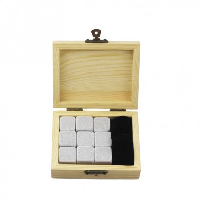 Top prodaja na debelo Pepelka viski hlajenje s kamni 9 kosov Whisky Stone Set Creative Gift Set meri Whisky Vino Ice Stone z leseno škatlo