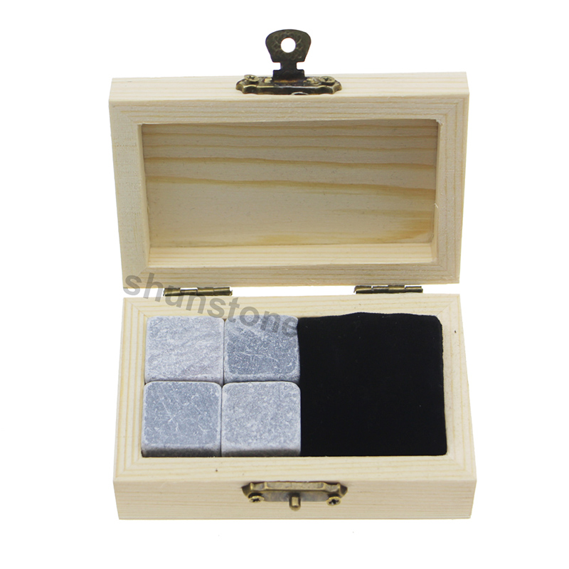 Reasonable price for Red Wine Box - 4 pcs of chilling rocks of Drinking Stones with High Quality Grey Beverage Chilling Stones Whiskey Stones With Wooden Box – Shunstone