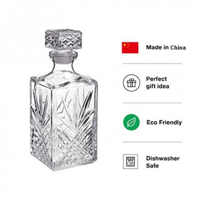 Whiskey Decanter Diamond Decanter Dengan Detail Starburst Untuk Wiski Bourbon Scotch