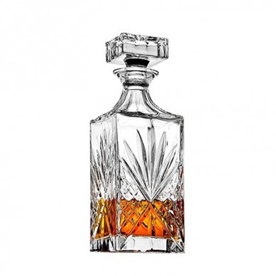 Crystal Decanter for Liquor Whiskey Bourbon 25 Oz Lead Free  Irish Cut design