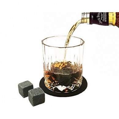 LARGE WHISKEY GLASSES NATURAL WHISKEY STONES ALL PACKAGED IN ELEGANT WOODEN BOX