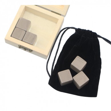 Antiquity Wood Grain Whiskey Chilling Rocks Customize Packaging Whiskey Stones Set of 6 Natural Cubes with velvet bag