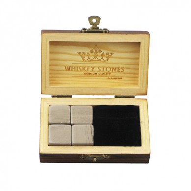Amazon Hot Wholesale 4 pcs of Antiquity Wood Grain Rock Stones Cube Whisky Stones Hot Sale Whisky Stone Gift Set with Wooden Box