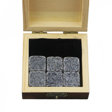 Varma produkto 6 Pc-oj de G654 viskio ŝtono donaco Viskio Glacio Ŝtonoj Trinkaĵoj Cooler Cubes Natura fridiga Viskio Ŝtonoj Kun Gift Box
