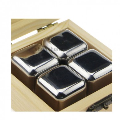 Wholesale Custom Logo Whiskey Stones Stainless Steel Whisky Stones Bar Accessories Stainless Steel Collapsible Cool Cube Stone