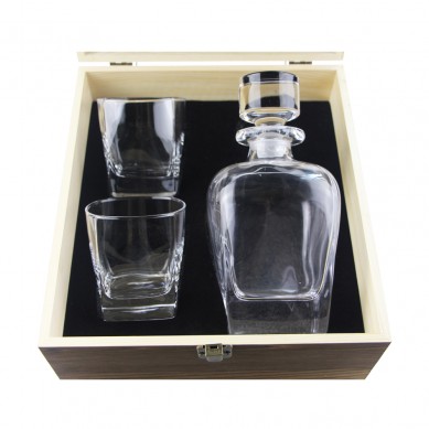 Low price Pro whiskey decanter and glass  wine gift set by wooden box