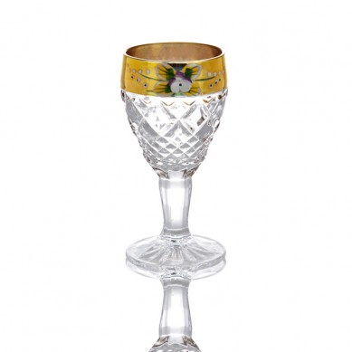 Wholesale Lead Free Gold Enamel Flower Glass Whiskey Wine Decanter Bottle Glasses Luxury Set For Vodka Tequila