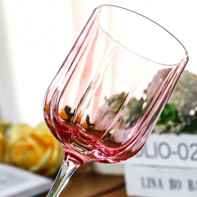 SHUNSTONE Premium Crystal Flower Shaped Burgundy Wine Glass Gift Set for Ladies Birthday Valentine’s Day Wedding Party