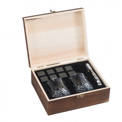 High Quality Dice Ice Cube with Crystal Glasses Whiskey Stones Wooden Box