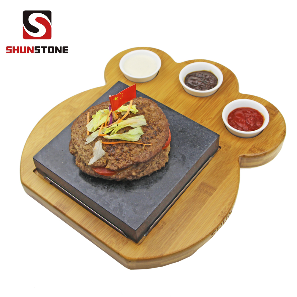 Discount wholesale Natural Slate Coaster - Custom Bamboo Plate Basalt Cooking Lava Stone Hot Cooking Stones For Steak – Shunstone