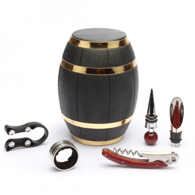 SHUNSTONE Hot Sale Wine Barrel Shaped Wine Accessories Gift Set Wine Opener Corkscrew