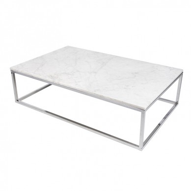 Simple stainless steel gold legs natural marble top coffee table