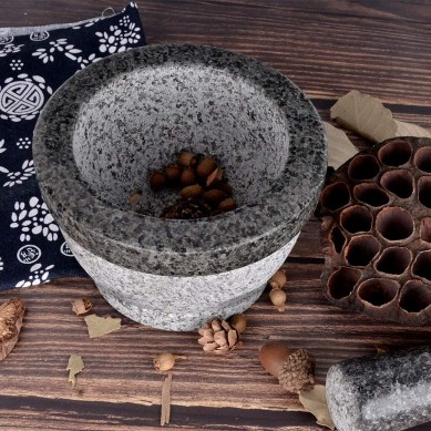 Granite Mortar and Pestle Set Natural Excellent Granite Grinder Set