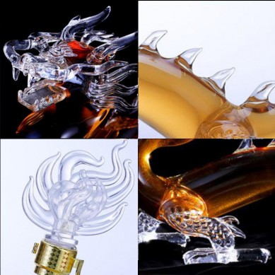 handmade 1000 ml crystal glass dragon shape whiskey decanter