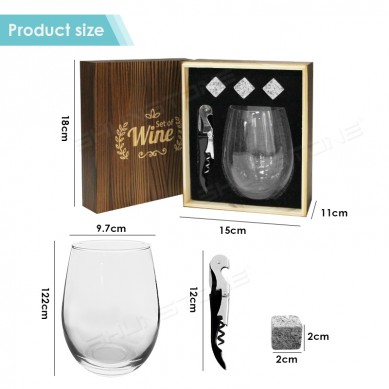 Modern Lead Free Crystal Wine Glass Gift Set Ice Cube Bottle Opener for Wedding Guest Shunstone Supplier Eco-Friendly Custom