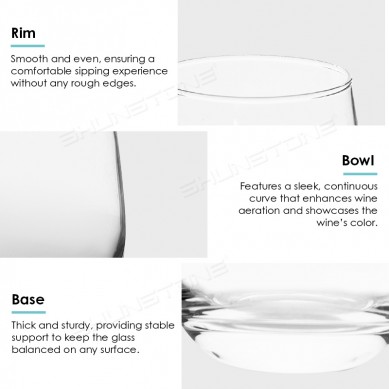 Shunstone 355ml Crystal Clear Red Wine Stemless Glasses with Accessories Gift Set for Souvenirs Party