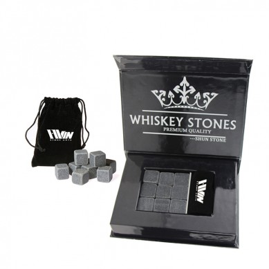 Set of 9 Grey Beverage Chilling Stones Whiskey Stones for wine in Gift Box