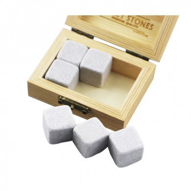 6 PCS ji Cinderella li Box Wooden xwezayî ji bo Chill te Drinks Cheap Whiskey Stones Gift Set bi