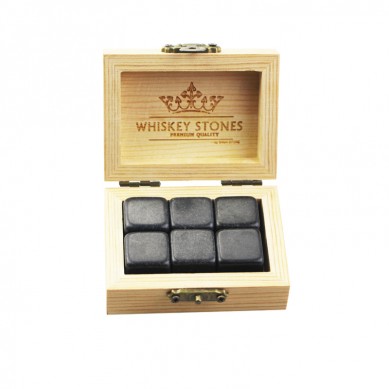 produit populaire 6 pcs de vernis Mongolie Black Stones Whisky Rocks Chilling Personnalisez l'emballage Pierres Whiskey Lot de 6 cubes naturels