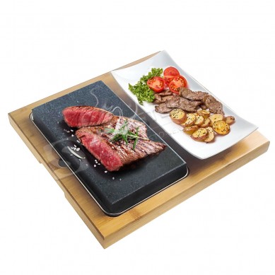 Hot Sale Cooking Stone Steak Stone Plate Grilling Stone sizzling with bamboo board