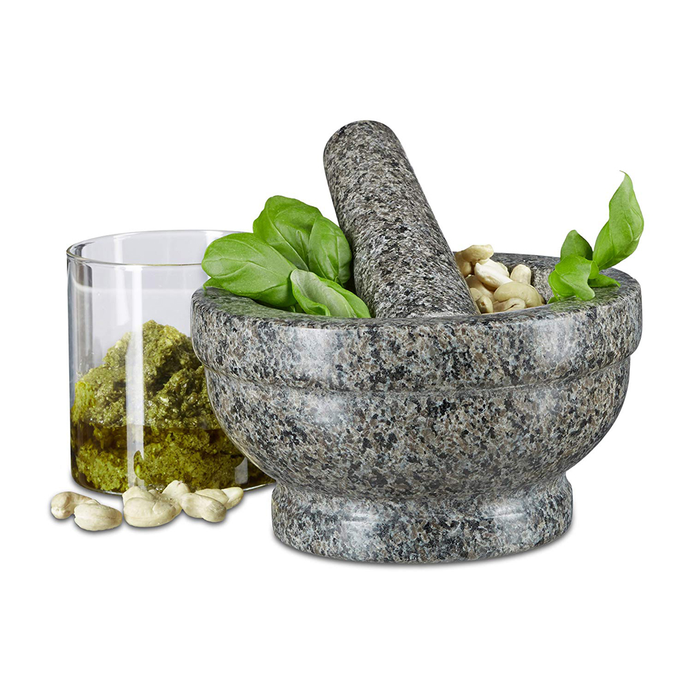 Factory supplied Whiskey Ice Cube - 17 cm Diameter grey Granit Mortar and Pestle Polished granite stone  – Shunstone