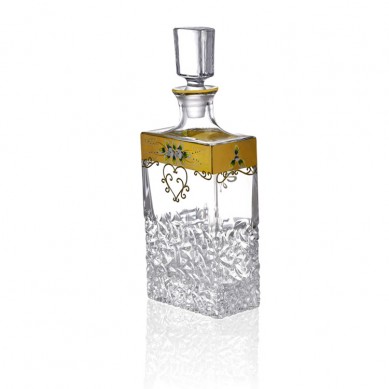 New Painted Gold Enamel Flower Crystal Engraved Goblet Glass Decanter Tequila Liquor Glass Bottle For Whiskey