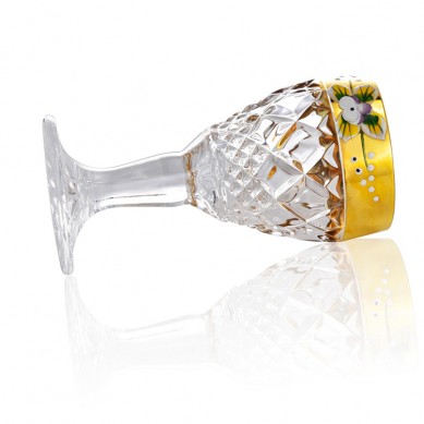 Wholesale Lead Free Gold Enamel Flower Glass Whiskey Wine Decanter Bottle Glasses Luxury Set For Vodka Tequila
