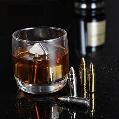 Pro hot selling whiskey bullet reused whiskey ice cube stone by wooden gift box