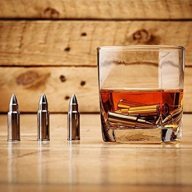 Pro hot selling whiskey bullet reused whiskey ice cube stone by wooden gift box