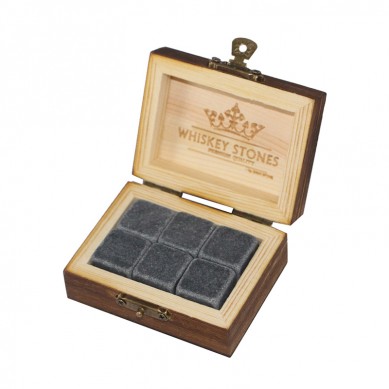 លក់ដុំ 6 pcs នៃ Whisky Stones Wooden Box ភេសជ្ជៈដែលមានគុណភាពខ្ពស់ Chilling Ice Cube