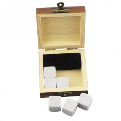 Малка дървена подарък 6 бр уиски камък подарък уиски лед камъни напитки Cooler Cubes Natural Чилерни уиски камъни с кутия за подарък