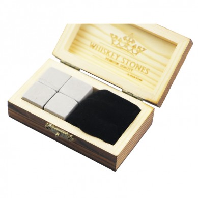 Hot Wholesale 4 pcs of Grey Serpegiante whiskey Rock Stones Cube Whisky Stones Hot Sale Whisky Stone Gift Set with Wooden Box