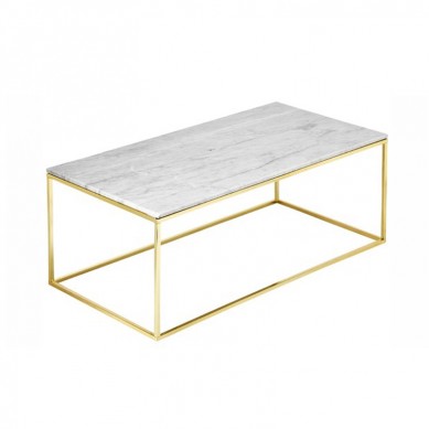 Simple stainless steel gold legs natural marble top coffee table