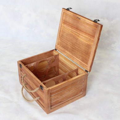 SHUNSTONE Burnt color Wooden Wine Gift Box Para sa 6 na Bote