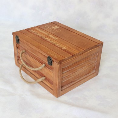 SHUNSTONE Burnt color Wooden Wine Gift Box Para sa 6 na Bote