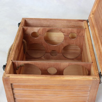 SHUNSTONE Burnt color Wooden Wine Gift Box For 6 Bottles