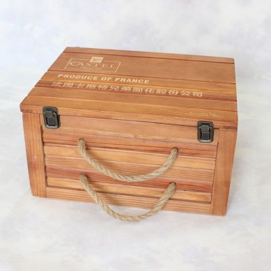 SHUNSTONE Burnt color Wooden Wine Gift Box Para sa 6 na Bote