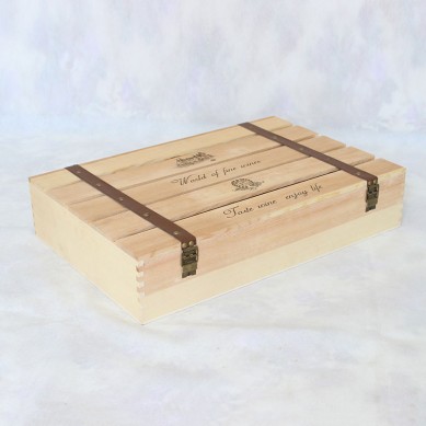 SHUNSTONE Customized Logo Design Wooden Pine wood Wine Box For Wedding Business Gift