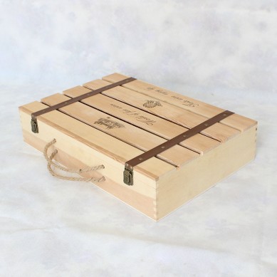SHUNSTONE Customized Logo Design Wooden Pine wood Wine Box For Wedding Business Gift