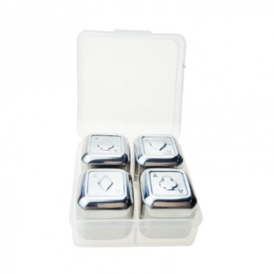 high quality and low cost Poker Design Stainless Steel Reusable Whiskey Stone Set in Plastic Box