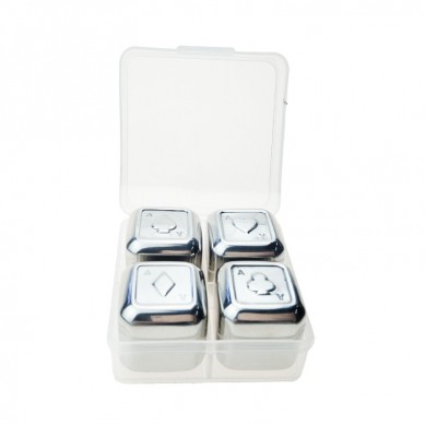 high quality and low cost Poker Design Stainless Steel Reusable Whiskey Stone Set in Plastic Box