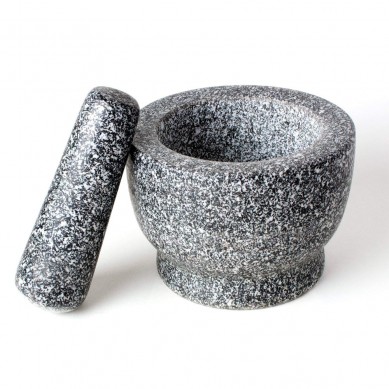 SHUNSTONE Premium Solid Granite Stone Mortar and Pestle Large 14cm